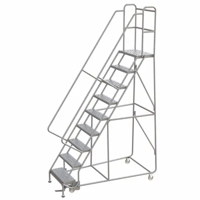 BALLYMORE Rolling Ladder: 7.5 ft Platform Ht, Assembled, Aluminum, Manual Lock - Aluminum Manual-Lock Ladders