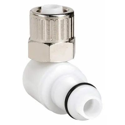 COLDER Quick Connection Elbow: 90° Elbow, 5/32 in ID x 1/4 in OD Size - Acetal Quick-Disconnect Tube Fittings