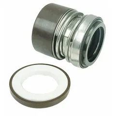 This mechanical seal and seat assembly is designed to prevent fluid leakage in rotating equipment such as pumps and mixers. It is compatible with Dayton brand equipment and model number 4KHN5. Suitable for industrial applications requiring sealing under pressure and temperature variations.