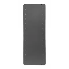 Solid steel shelf for standard metal shelving systems. Constructed from 18-gauge steel with a gray powder-coated finish. Overall dimensions: 36 in width x 18 in depth. Capacity: 700 lb. Suitable for flat storage of boxes, tools, or parts in warehouses and industrial facilities.