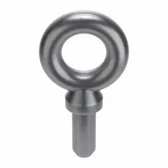 Steel, plain machinery eye bolt blank with shoulder. Shank length 3 1/2 in, eye inside diameter 2 9/16 in. Nut not included. Used as a lifting or tie-down point on heavy equipment and machinery; the shoulder provides a secure seating surface, and the blank design allows for custom threading or welding.