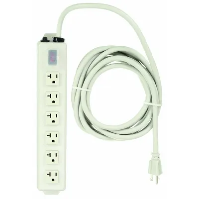 TRIPP LITE Outlet Strip: 6 Outlets, 15 ft Cord Lg, 20 A Current, UL 1363, White, 5-20P - Industrial Power Strips
