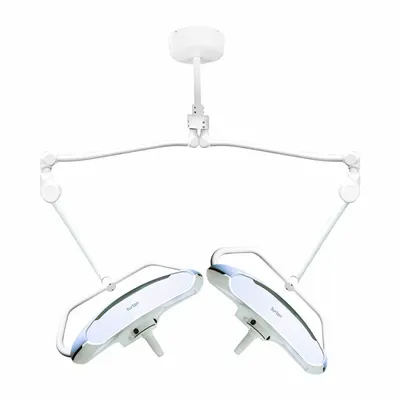 BURTON Examination Light: LED, 70,000 Lux @ 1m, Dual Ceiling, 4300K, 95 CRI, 37 W Watt - Ceiling-Mount Medical Lights