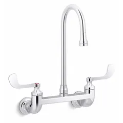 This widespread utility faucet from the Triton Bowe™ series is constructed of brass with a polished chrome finish. It has a flow rate of 1.8 gpm and is suited for utility sinks in commercial or industrial settings where high-clearance water delivery is needed for tasks such as filling buckets or cleaning equipment.