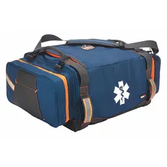 This ERGODYNE duffle bag is constructed of blue polyester with a zipper closure. It offers a 3,845 cubic inch interior volume and measures 25 1/2 inches in length. Designed for carrying medical supplies and trauma equipment, it is suitable for emergency response and industrial safety applications.