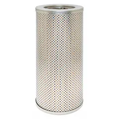 Cartridge hydraulic filter with cellulose media, 3 3/8 in inside diameter, and 11 in overall height. Includes a reinforced centertube. Compatible with hydraulic fluid. Suitable for use in Caterpillar vehicles and equipment.
