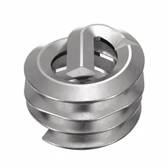 Screw-locking tangless helical insert for repairing or reinforcing threads in metal. Features 18-8 stainless steel construction with dry film lubricant finish, #6-32 coarse thread, right-hand direction, and tensile strength of 200,000 to 250,000 psi. Supplied in a 100-piece pack.