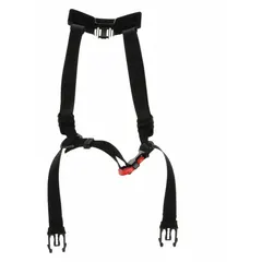 Black nylon chin strap with four attachment points, designed for use with 3M SecureFit X5000 Series safety helmets. Secures the helmet to the wearer's head to prevent shifting or dislodgment during work activities.