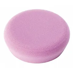 This 4-inch diameter purple foam pad features a smooth texture and hook-and-loop backing for quick attachment to polishers. Rated for a maximum speed of 2,000 RPM, it is designed for use on painted surfaces, combining the cutting action of a compounding pad with the finishing capability of a polishing pad.