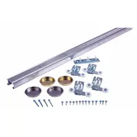Top-mounted hanging door track kit with a 48-inch length, 2-inch width, and 1-inch height. Supports doors up to 75 lb. Used in sliding door systems for interior or light commercial applications where a top-mounted track is required