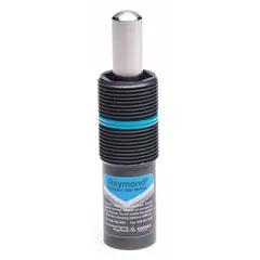 Gas spring with 20 lbf force, 165 mm extended length, and M16x2 rod thread size. End fittings not included. Used for controlled lifting and damping in industrial equipment such as machine guards, hatches, and conveyor covers.
