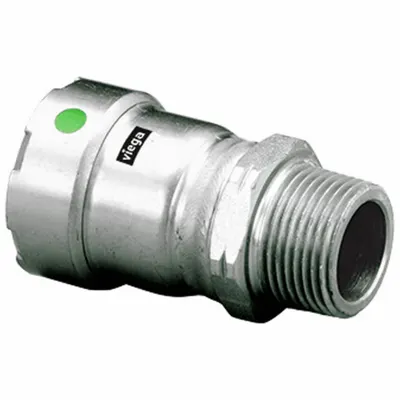 VIEGA MEGAPRESS Press-Fit x MNPT Adapter, 1 1/4 in, EPDM - Potable Water Stainless Steel Press Fittings