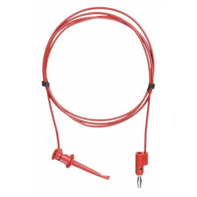 POMONA Test Leads: Red Electrical Current Color, Test Clip, Banana Plug, 5 ft Lg - Test Leads with Clips