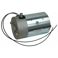 DC wound field motor designed for hydraulic lift applications. Operates at 12V DC with a nameplate speed of 2,800 RPM and full load current of 200 A. Features a 9/16 in shaft diameter, 7 7/16 in overall length, and CCWSE rotation
