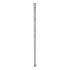 Steel universal post with white powder-coated finish, 7 ft height, for use with Quick-Assemble Adaptable Welded-Wire Partition systems. Includes mounting hardware. Suitable for constructing modular enclosures, storage cages, and safety barriers in industrial and warehouse settings.