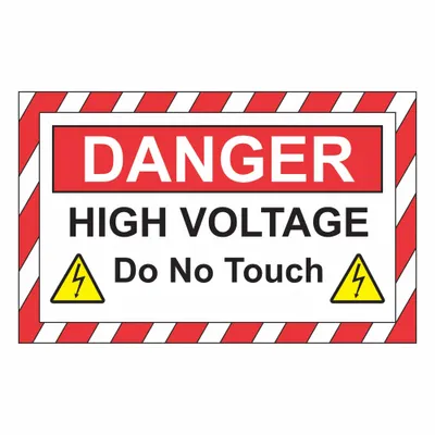 ZING Safety Sign: Plastic, Mounting Holes/Suction Cup Sign Mounting - Danger: High Voltage / Do Not Touch Signs