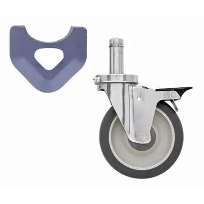 METRO 5MPBXGSA Swivel/Brake Stem Caster, 5 in, Polyurethane, Stainless Steel - Casters for Metro Plastic Shelving