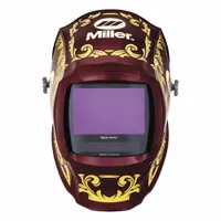 MILLER ELECTRIC Welding Helmet: Auto-Darkening, 4 Arc Sensors, Black/Red/Yellow, Empire, W8-W13 (MPN 296784)