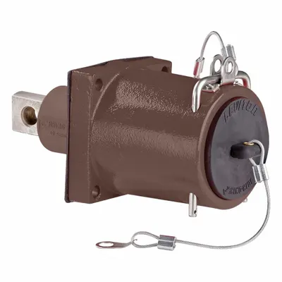 LEVITON Single Pole Receptacle: Brown, Straight Clevis Pin Mating, One-Hole Bus Bar Termination - Receptacles with Bus Bar Terminations