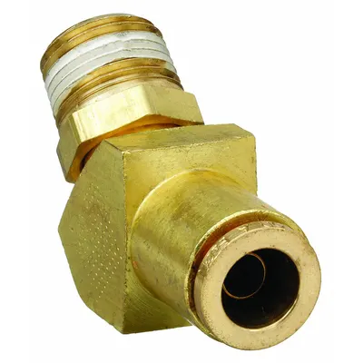 WEATHERHEAD Push-to-Connect x NPTF Adapter Elbow, 3/8 in OD x 3/8 in, Brass - Brass Air Brake Fittings