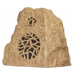 Passive 2-way landscape speaker for outdoor audio systems. 8 ohm impedance. Overall height 17 3/4 in, width 17 1/4 in. Requires external amplifier. Suitable for gardens, patios, and commercial landscapes.