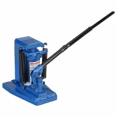 Steel body toe jack with a 5 ton load capacity and 7/8 in minimum lift. Operated by a manual handle mechanical actuator. Designed for lifting loads in low-clearance spaces where standard jacks cannot fit.