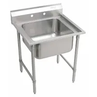 One-bowl freestanding sink for kitchen and bar use. Overall height 42 1/4 in, length 29 3/4 in, width 27 in. Suitable for heavy-duty washing tasks in commercial or residential settings