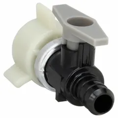 Manual two-way ball valve with 1/2 in polymer body, straight pattern, full port ball port, and lever handle. Connections are female NPT on one end and PEX on the other. Used to start, stop, or redirect flow in PEX plumbing systems for residential and commercial water supply lines.