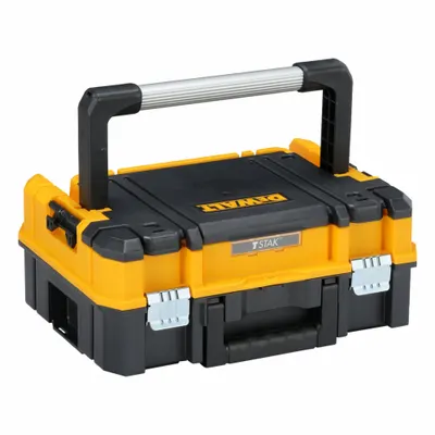 DEWALT TSTAK Tool Box: 17 1/4 in W x 13 in D x 17 7/8 in H, Plastic, Black/Yellow - TSTAK Tool Organizer Boxes