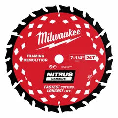 This 2-pack of 7-1/4 in circular saw blades features 24 teeth and a 0.08 in kerf. Designed for cutting wet lumber in framing, decking, and outdoor construction. Arbor size is 5/8 in.