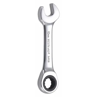 WESTWARD Combination Wrench: Alloy Steel, Chrome, 12 mm Head Size, 4 in Overall Lg - Metric 12-Point Ratcheting Combination Wrenches
