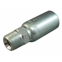 Carbon steel straight fitting for -16 hydraulic hose. Male NPT threads (3/4"-14) on one end and hose crimp connection on the other. Used for assembling permanent hose ends in high-pressure fluid power systems