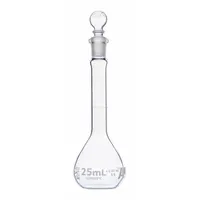GLOBE SCIENTIFIC Volumetric Flask: 25 mL, Colorless, A, 0.03 mL, Includes Closure, 11 mm Overall Ht (MPN 8200025)