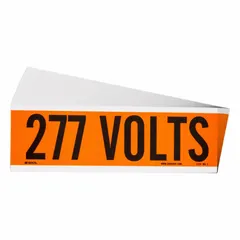 Self-stick vinyl label for marking voltage on conduits and electrical equipment. Legend reads '227 Volts'. A-style label measures 2 1/4 inches high. Supplied in a 25-pack.