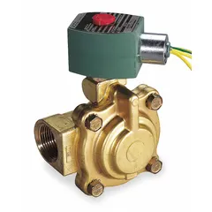 This 2-way, 2-position normally closed solenoid valve features a slow-closing design to reduce water hammer. It has a 1 in pipe size, operates on 120V AC (110V AC), and includes a watertight coil enclosure. Suitable for on/off flow control of water, air, and light oil in industrial piping systems.