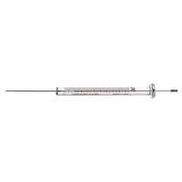 Borosilicate glass barrel with PTFE plunger and replaceable PTFE tip. Cemented needle with Agilent Syringe point style. Includes needles, individually packaged. Used for precise liquid handling in gas chromatography and other analytical applications
