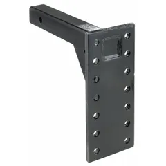 Steel pintle mount with a 2 in x 14-1/2 in shank diameter. Includes mounting kit and installation information. Used for heavy-duty towing on trucks, trailers, and agricultural equipment.