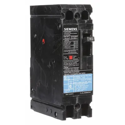 Siemens Molded Case Circuit Breaker: 40 A Amps, 10kA at 240V AC, Fixed, Load Side Lug - ED-Frame Siemens Molded Case Circuit Breakers