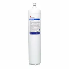 Quick-connect water filter for drinking fountains and beverage machines. Reduces chloramine using activated carbon media. Flow rate: 5 gpm; capacity: 54,000 gal. Dimensions: 5 in height, 5 1/8 in diameter.