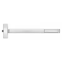 This PRECISION rim push bar is a stainless steel exit device with a touchbar style, designed for use on commercial doors up to 48 inches wide. It is ADA compliant and supplied without outside trim. Suitable for applications requiring safe, code-compliant egress