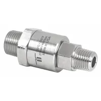 This MOSMATIC rotary union is a straight, single-passage joint made from nickel-plated C38500 brass. It is designed for air service and features a 3/8 inch stationary port with a maximum operating speed of 30 RPM. Typical applications include transferring air from a stationary supply line into rotating machinery in industrial settings such as packaging, printing, and material handling