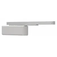 This LCN 4110 Series standard arm-mount door closer is constructed of aluminum with a Grade 1 heavy-duty performance rating. It features a track arm, non-hold open operation, and an adjustable spring size 4. ADA compliant for interior use, it is suitable for high-traffic commercial or industrial doors requiring reliable automatic closing