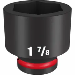 This 3/4" drive impact socket features a 1-7/8 in SAE hex size with a 6-point design to reduce fastener rounding. The black phosphate finish provides corrosion resistance. Suitable for heavy-duty fastening and loosening of SAE hex nuts and bolts in industrial maintenance, automotive repair, and construction applications.