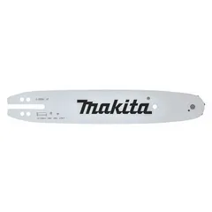 Replacement guide bar for Makita chain saws. Features a 3/8 in pitch, 0.05 in gauge, and 39 drive links. Compatible bar length is 10 in. Used for cutting wood in forestry, landscaping, and construction applications.