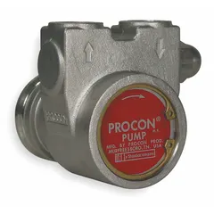 Stainless steel body rotary vane pump head with 3/8" NPT ports and carbon vane material. Features a balanced relief valve and maximum flow of 35 gph. NSF 169 listed. Designed for use in carbonation and beverage dispensing systems.