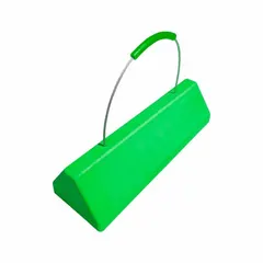 Single urethane aircraft wheel chock measuring 24 in overall length, 8 in overall width, and 6 in overall height. Used to secure aircraft wheels during ground operations such as maintenance, parking, and loading.