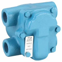 This cast iron H-pattern float and thermostatic steam trap automatically drains condensate from steam lines while preventing steam loss. It has a 1 1/2 in FNPT connection, maximum capacity of 4,300 lb/hr, maximum pressure of 30 psi, and maximum temperature of 450°F. The stainless steel float requires horizontal installation. Suitable for condensate removal in steam mains, heat exchangers, and industrial heating systems.