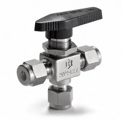 HAM-LET H-800M-SS-L-1/4-T Manual Three-Way Ball Valve - Stainless Steel Ball Valves