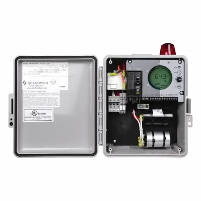 SJE-RHOMBUS Control Panel: Simplex, Single Phase, 230/240V AC, 15 A, Sensor, 0 Switches Included - Grinder Pump Control Panels