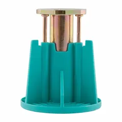 Carbon steel wet set anchor designed for embedding into wet concrete to provide a threaded 1/2"-13 connection point. Used in industrial construction for securing structural components, machinery, or fixtures. Blue finish. Supplied in a 100-pack.